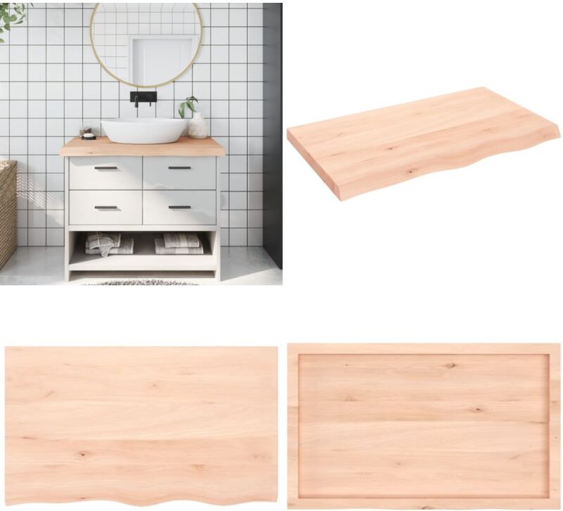 Waschtischplatte 100x60x(2-6) cm Massivholz Unbehandelt - Massivholz Waschttisch Platte - Eiche - Badrenovierung - Holz ...