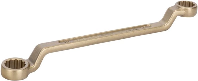 Funkenfreier, tiefgekröpfter Doppelringschlüssel, 16 x 17 mm, aus Aluminiumbronze, 220 mm - Bahco