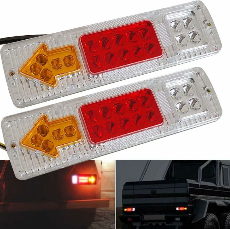 Mumu - x 12 v LKW-Anhänger-Rücklicht, 19 LEDs, wasserdicht, Bremslicht, Rückwärts-Blinker, Rücklichter, Kennzeichenbeleu...