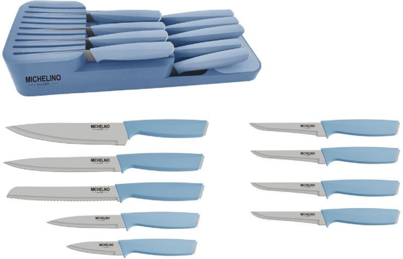 Praktisches 10-teiliges Messerorganizer-Set: Serie Alythia für geordnete Küchen Grün - Michelino