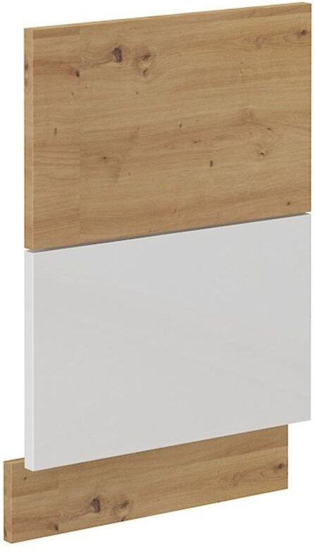 Küchen Preisbombe - Frontblende für integrierten Geschirrspüler 45 cm Eiche Artisan + Weiß Hochglanz