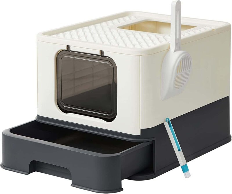 Leicht zu reinigende katzentoilette mit herausziehbarer schale und werkzeug