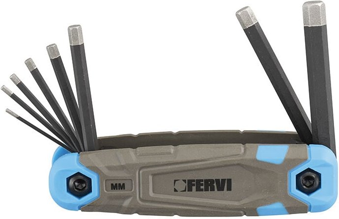 Satz mit 8 Innensechskantschlusseln 15-8 mm mit Diamantspitze Fervi 0558/em