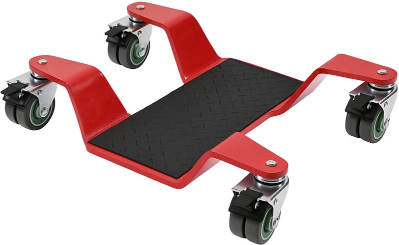 Rangierhilfe für Motorrad mit Hauptständer Tragkraft 450 kg Rangierplatte flach 360° schwenkbar rot