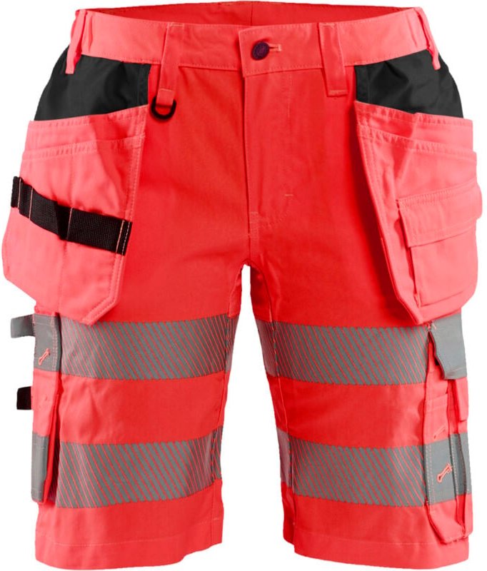 Thumbnail - Kurze hochsichtbare, dehnbare Arbeitshose für Damen 7186 – Neonrot M – FR(40) – SE(C38) – Standards