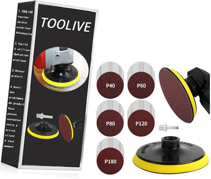 125 mm Schleifscheiben mit M14-Gewinde, 50 Stück Schleifscheiben für Winkelschleifer, 10 x 40/60/80/120/180 Körnung zum ...