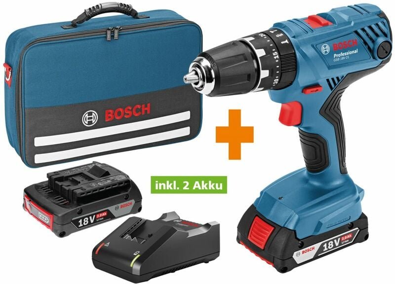 Akku-Schlagbohrschrauber gsb 18V-21 Professional 2Ah inkl 2 Akkus Bohren - Bosch