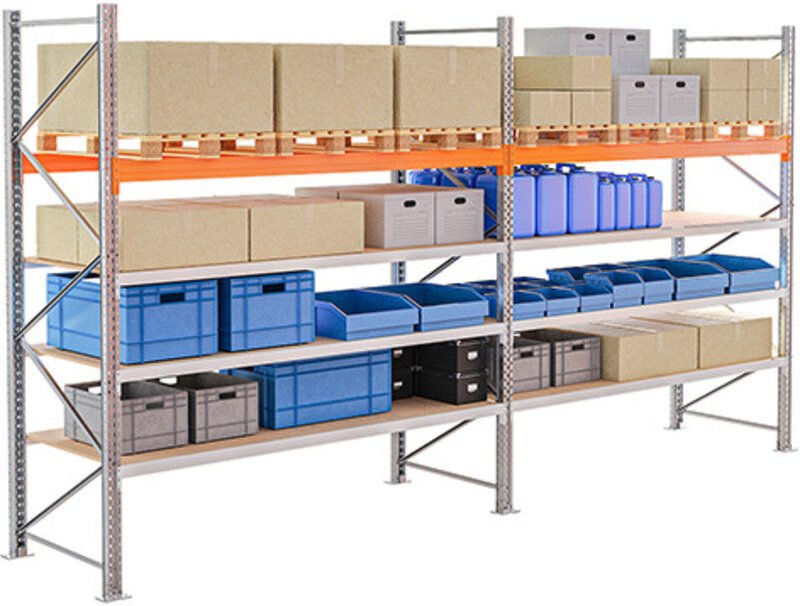 Picking-Rack 3-stufig + Paletten 1-stufig - nächstes Element: 3000x2700x1100mm - Nur mit einem Startmodul verwendbar - R...