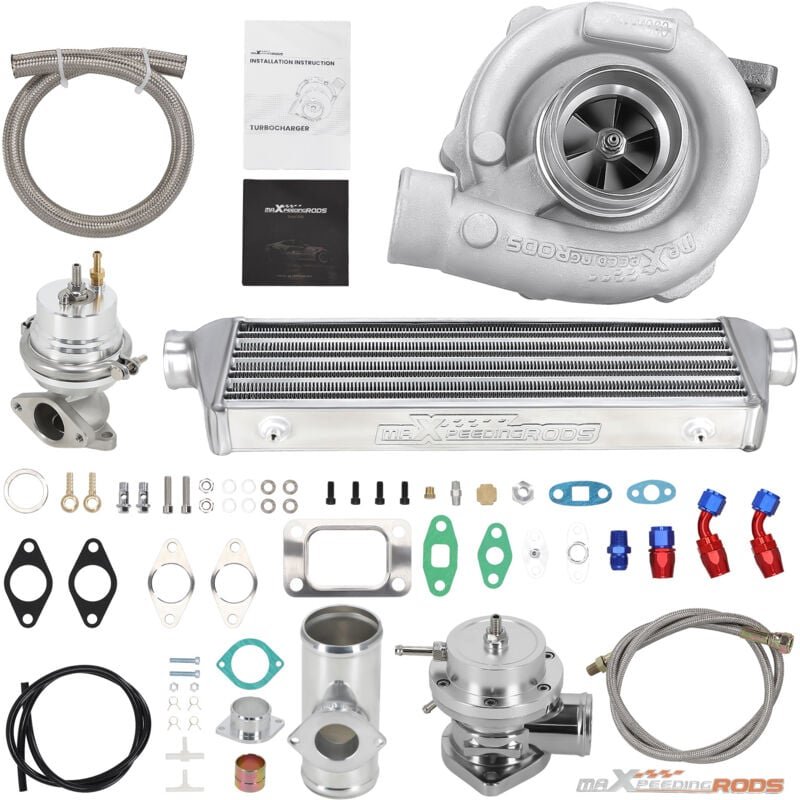Maxpeedingrods - T3 T4 T04E Universal Turbo Kit 1.5L-3.0L Motor mit Wastegate Ladeluftkühler bov