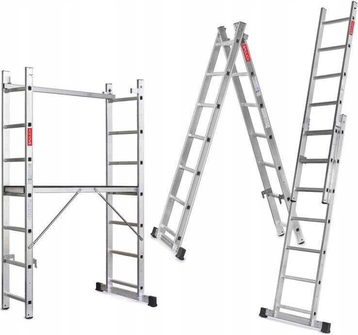 Aluminiumgerüst 2x7 mit Arbeitsplattform – 3-in-1 faltbare Leiter