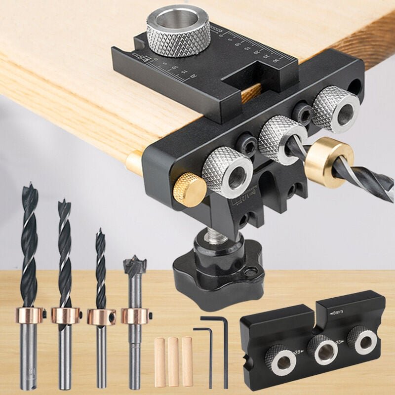Precision Punching Locator Cam Jig 3 in 1 Dübelvorrichtung Holzbearbeitung Lochbohranleitung - Tigrezy