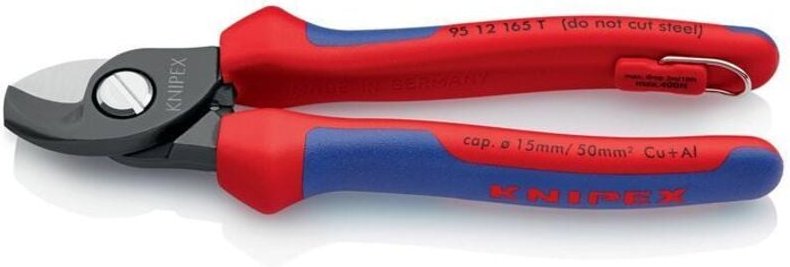 Kabelscheren StepCut Stufenschneide Doppelschneide Mehrkomponenten Griff, Länge: 95 12 165 t 165mm - Knipex