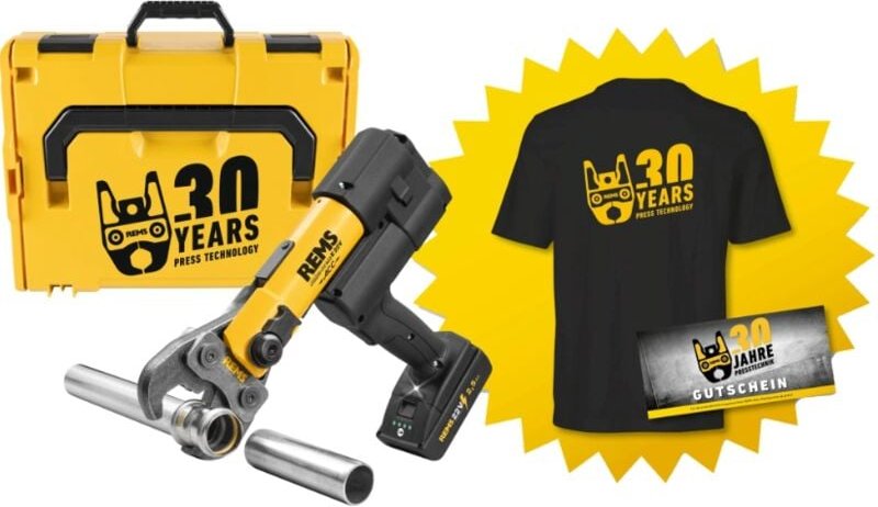 Rems Akku-Press E 22V ACC B-P L-Boxx + T-Shirt + Gutschein Aktionsmodell (576X12R30J)