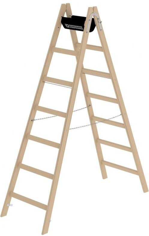 Günzburger Steigtechnik Sprossen-Stehleiter Holz 2 x 7 Sprossen - 033214