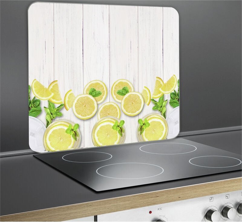 Maximex Multi-Platte Zitronen, Abdeckplatte für Glaskeramik Kochfelder, Schneidbrett, Mehrfarbig, Gehärtetes Glas mehrfa...