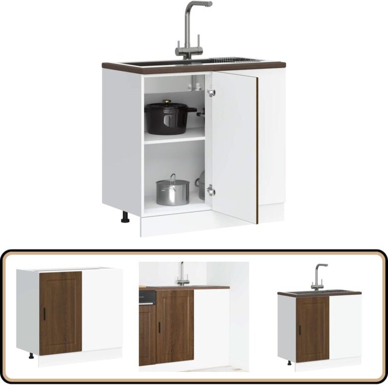 Küchenunterschrank Porto Braun Eichen-Optik Holzwerkstoff - Vidaxl