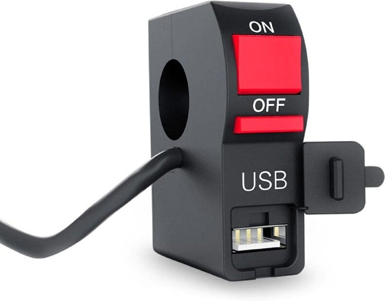 Dc 12 v Motorrad-Zündschalter, wasserdicht, staubdicht, Druckknopf-Lenker mit USB-Ladegerät, Kontrollleuchte, Glühlampen...