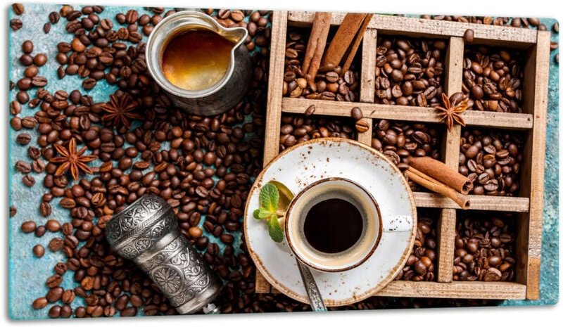 Glasschild Schneidebrett 52x30 Kaffee