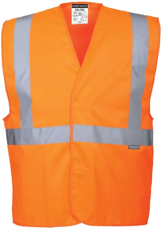 Warnweste mit Streifen und Trägern Hi-Vis Orange 2XL/3XL