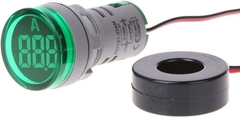 AC 220 V 22 mm Digital Amperemeter 0–100 A Stromanzeige grün