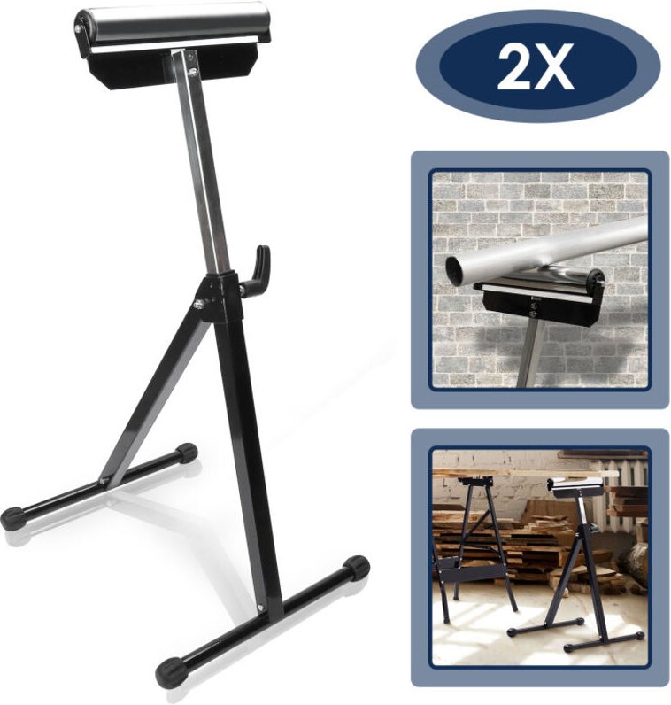 SWANEW Rollenböcke 2er Set 68-108CM höhenverstellbar 90 kg Tragkraft, 30cm Breit Rollbock Rollenbock Werkbank - 2 Rollen...