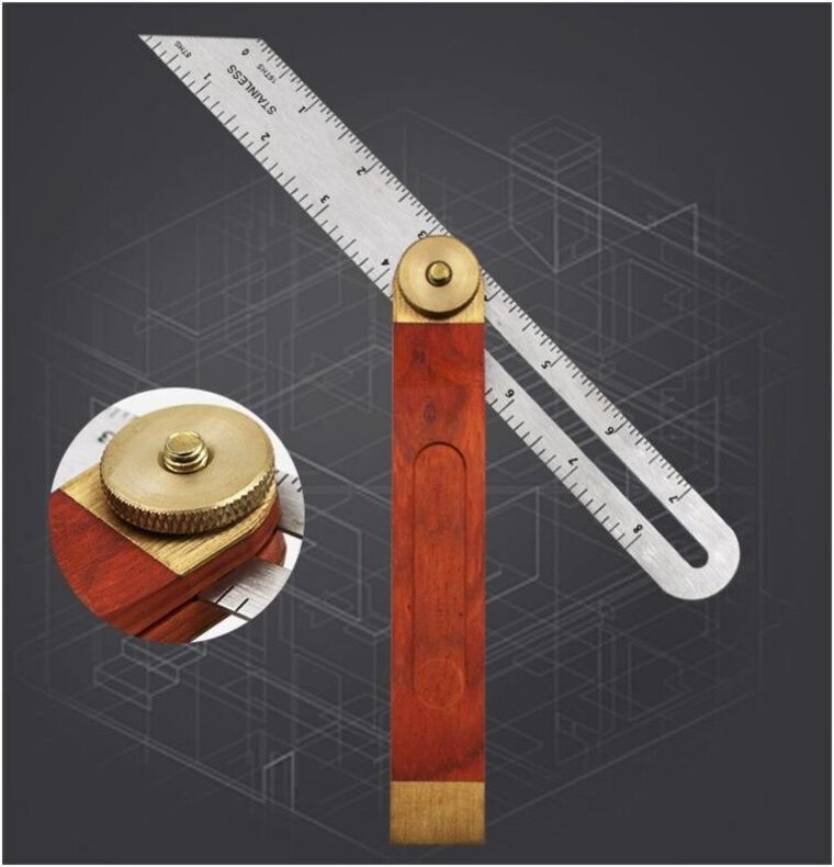 KZQ - Set mit 1 Zimmermannswinkeln, 228 mm falscher Winkel mit Edelstahlklinge und rotem Holzgriff, ideal für Tischler, ...