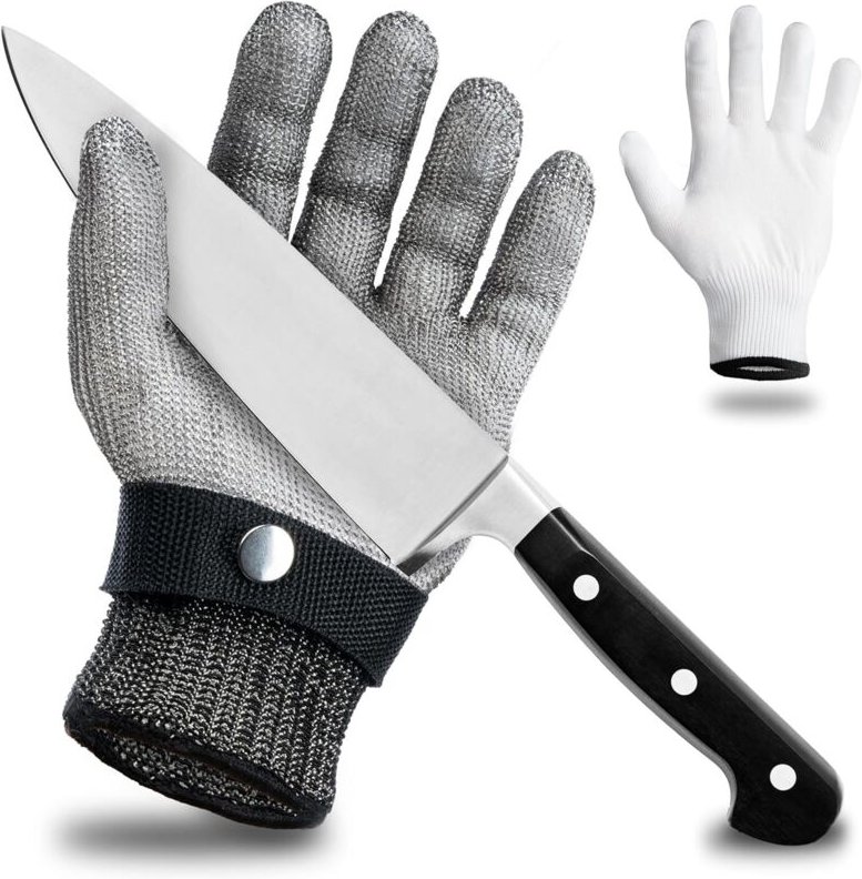 Schnittschutzhandschuh aus Edelstahldraht - Hoher Tragekomfort und sicheres Schneiden - Praktisch, leicht zu reinigen un...