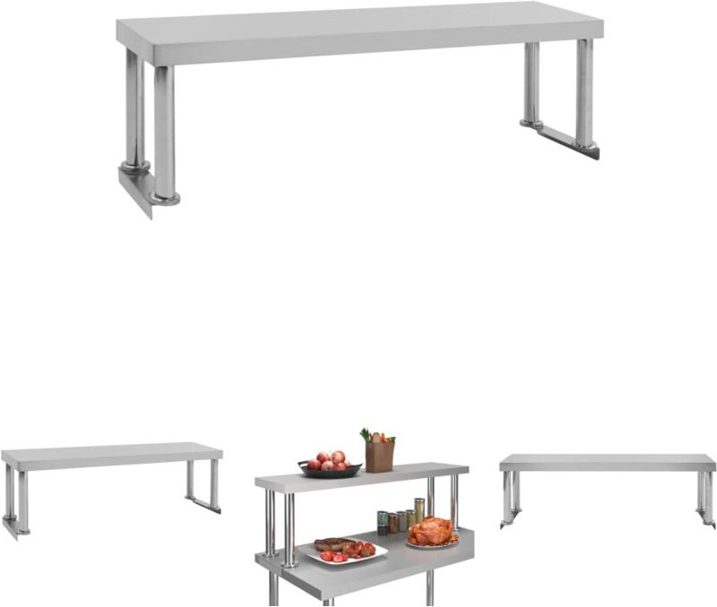 The Living Store - Aufsatzboard für Arbeitstisch 120 x 30 x 35 cm Edelstahl - Gastronomie