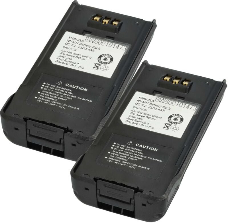 vhbw 2x Akku kompatibel mit Kenwood TK-3180, TK-2180, TK-2180K, NX-411, NX-410, NX-210, TK-3160 Funkgerät, Walkie Talkie...