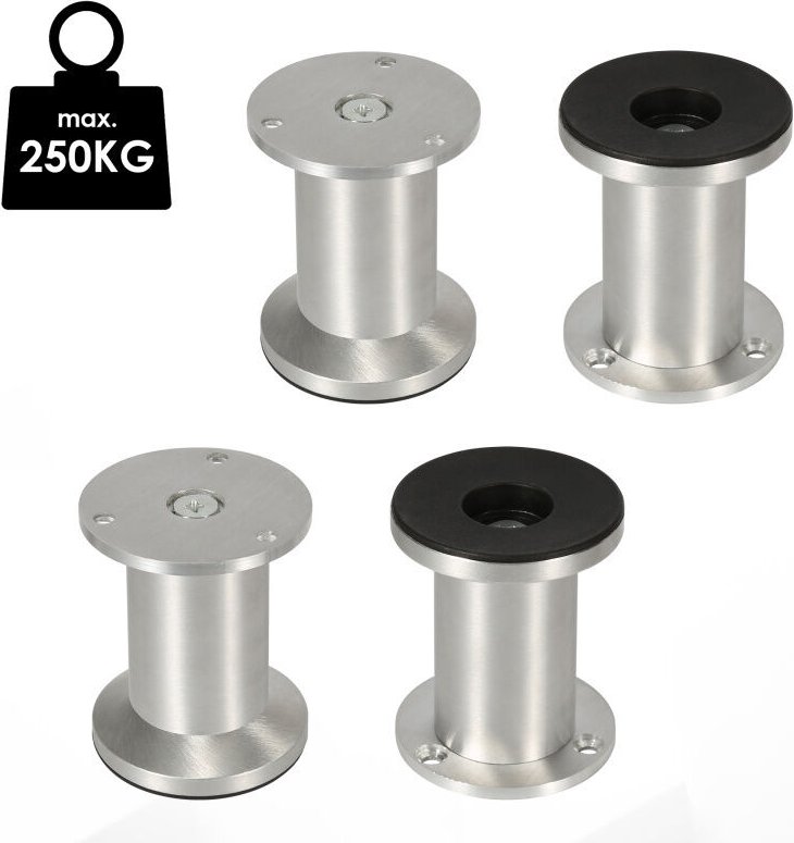 4er Set Möbelfüße Sockelfuß Tischfuß Möbel Aluminium,Höhe:120 mm, Durchmesser: 40 mm, Höhenverstellung: 15 mm - Swanew
