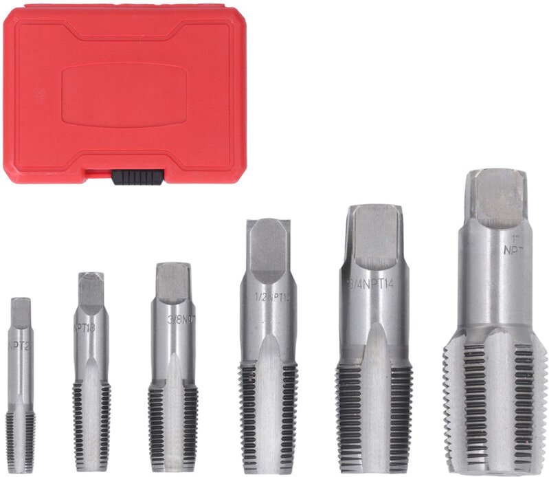 Ineasicer - 6-teiliges NPT-Gewindeschneidwerkzeug-Set, Gewindebohrer-Set aus Kohlenstoffstahl für PVC-Rohre, Stahlbohrer...