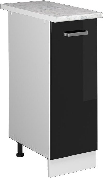 Apothekerschrank R-Line, Schwarz Hochglanz, 30 cm , AP Marmor, Vicco