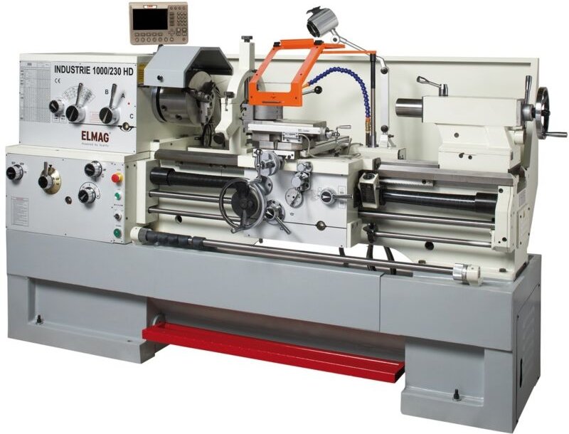 ELMAG Universal-Drehmaschine INDUSTRIE 2000/230 HD, inkl. RÖHM-Drehfutter inkl. 3-Achs-Positionsanzeige inkl. Schnellwec...