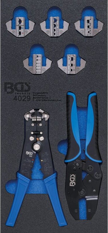 Bgs Technic - Werkstattwageneinlage 1/3: Crimp- und Abisolierzangen 7-tlg.