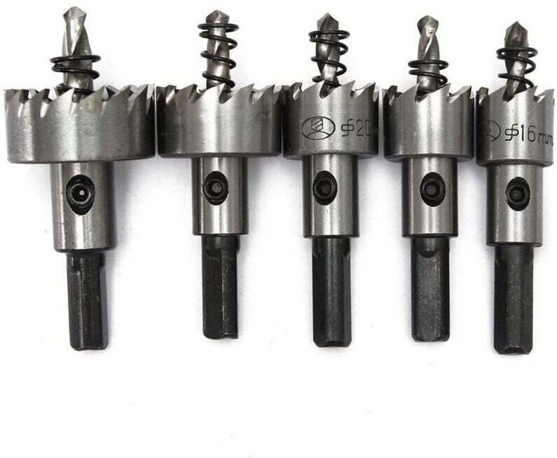 Ulisem Lochsägenschneider Metallbohrer HSS Stahl Kobalt. 5 Bohrer Set: 16 + 18,5 + 20 + 25 + 30 mm HSS Kobalt, M35, HRC ...