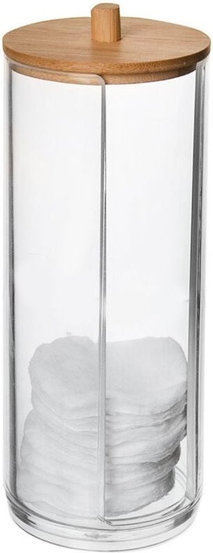 Northix - Bamboo coated cotton pad container with elegant design