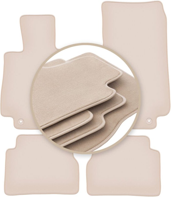 Beige PREMIUM-Matten für: Mercedes E W213 Limousine, Kombi, Liftback, Coupé 2015-