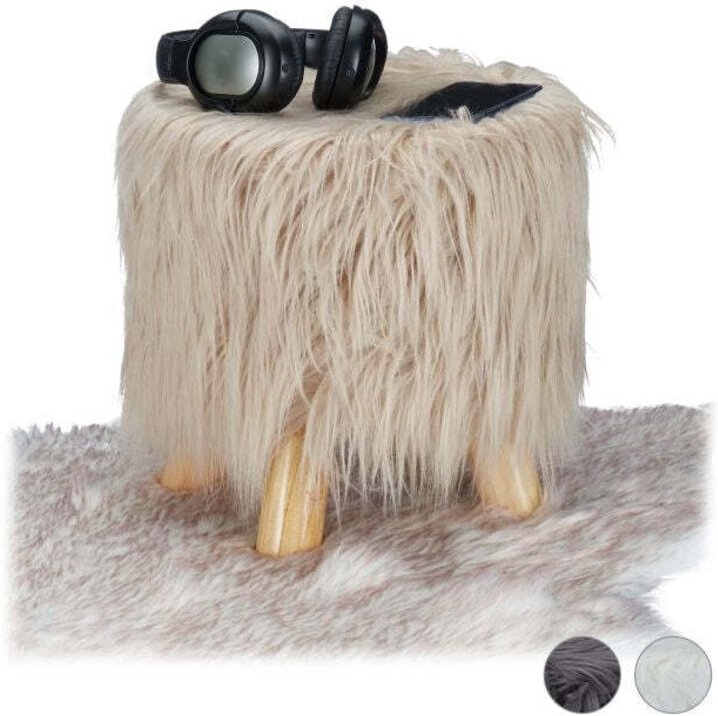 Faux fur footstool