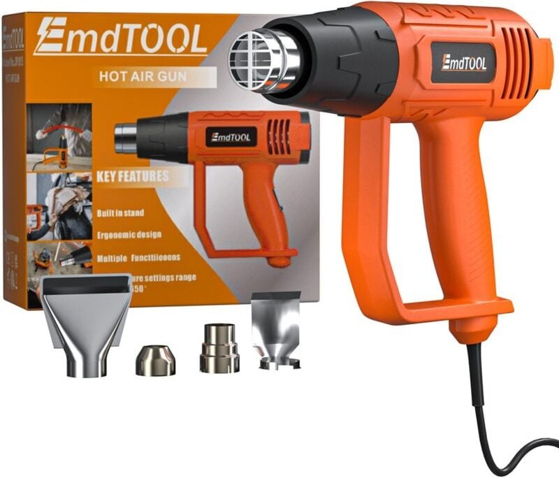 Dayplus - Profi Heißluftpistole Heißluftgebläse Heißluftfön Heißluft Löten Fön 4tlg Düsen