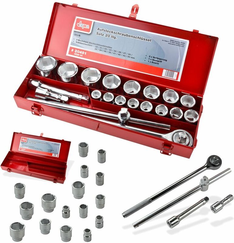 Dema - Steckschlüsselsatz Ratsche 3/4 Zoll 20 tlg. Knarrenkasten Ratschenkasten