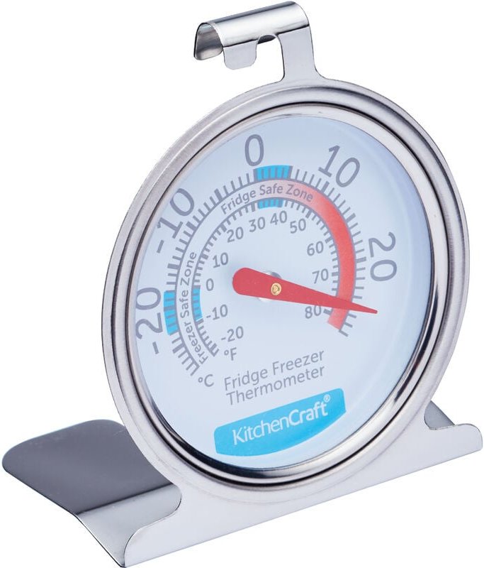 KitchenCraft Kühl- und Gefrierschrankthermometer mit Anleitung ofMinimal- und Maximaltemperatur, Edelstahl