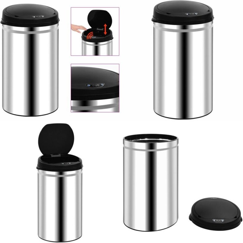 Thumbnail - Vidaxl - Automatischer Sensor-Mülleimer 40 l Edelstahl - Mülleimer - Abfalleimer - Home & Living - Silber