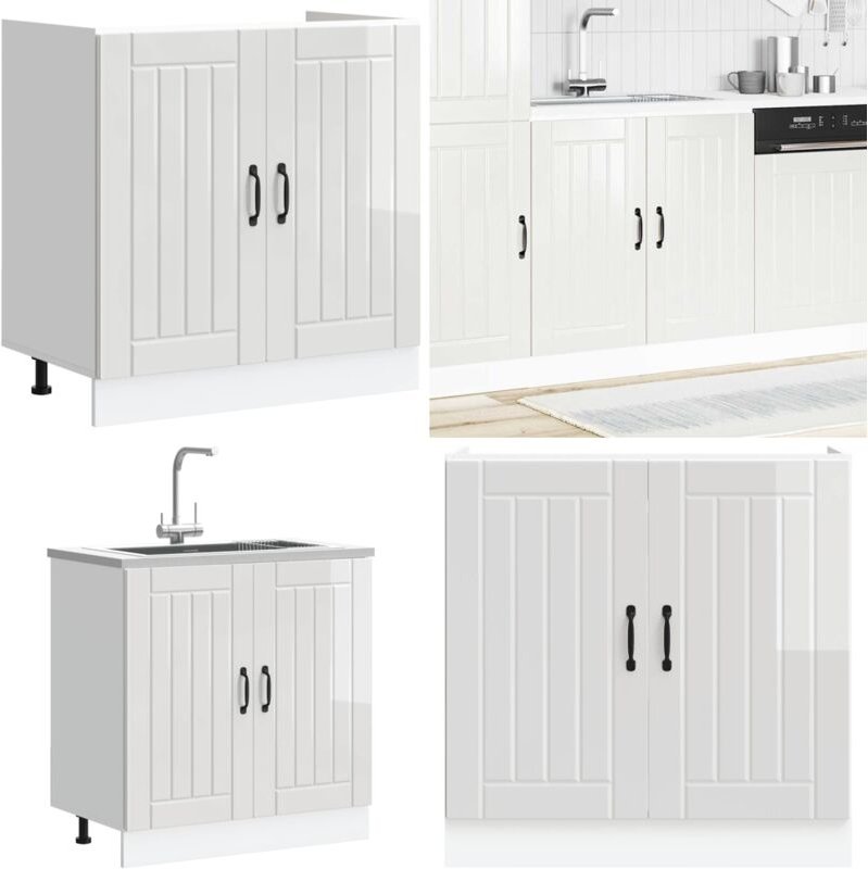 Spülenunterschrank Lucca Hochglanz-Weiß Holzwerkstoff - Vidaxl