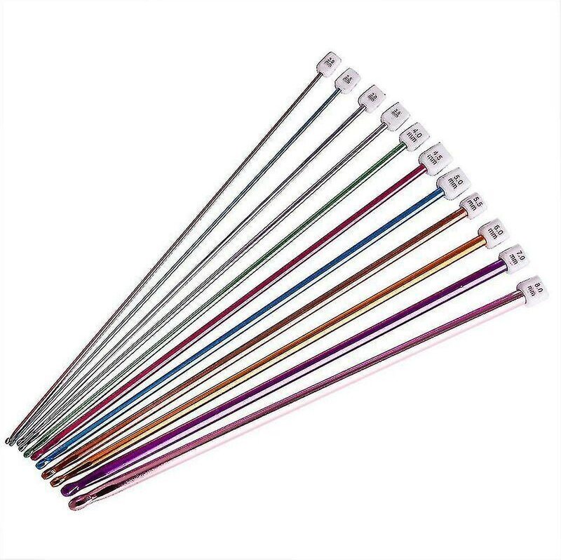 Set mit 11 tunesischen afghanischen Häkelnadeln aus Aluminium in verschiedenen Farben