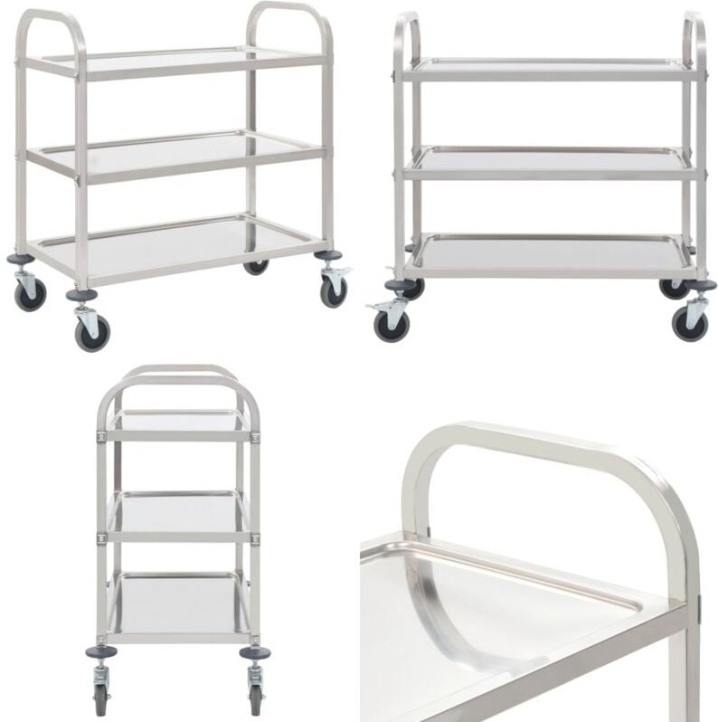 3-Stufiger Servierwagen 95x45x83,5 cm Edelstahl - Küchenwagen - Servierwagen - Edelstahl - Rollwagen - Mobiliar - Home &...