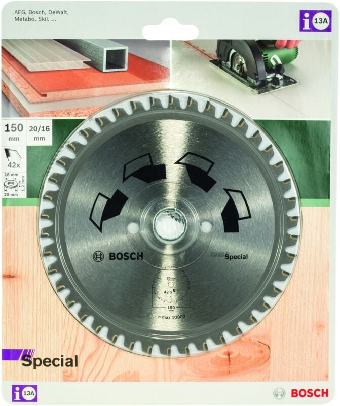 Kreissägeblatt special d 150 mm Durchmesser 20 mm z 42 Bosch 2609256886