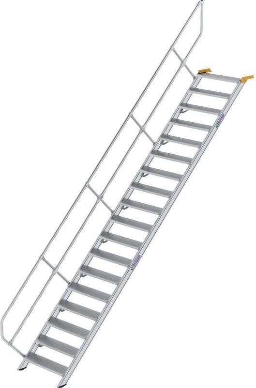 Günzburger Steigtechnik - Treppe 45° Stufenbreite 800 mm 18 Stufen Aluminium geriffelt - 600278
