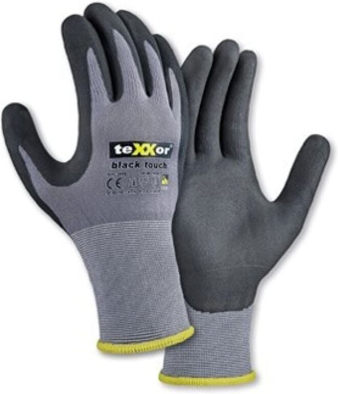 Nylon-Strickhandschuhe black touch® grau/schwarz 24508 Gr.8 - Texxor