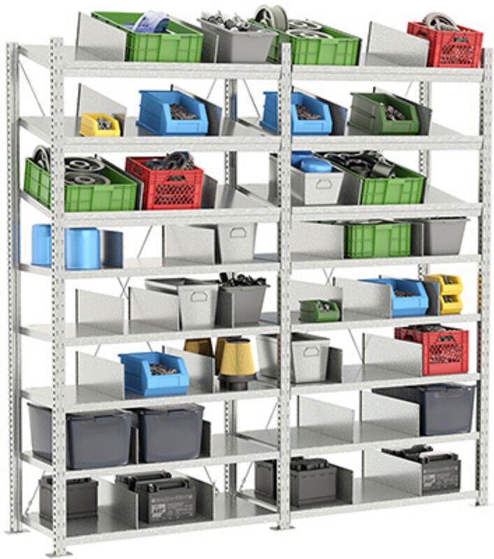 Regale für Ersatzteile - Startmodul - 2000x1000x500mm - Max. Belastung 310kg/Ebene - RAY/PDLO/2010/D