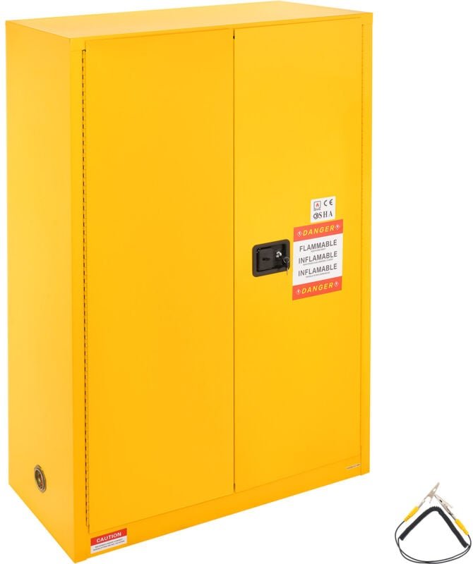 Mophorn 45 Gal Sicherheitsschrank für brennbare Flüssigkeiten – 42,9 x 18,1 x 65,2 Zoll, Gelb. Aus kaltgewalztem Stahl, ...